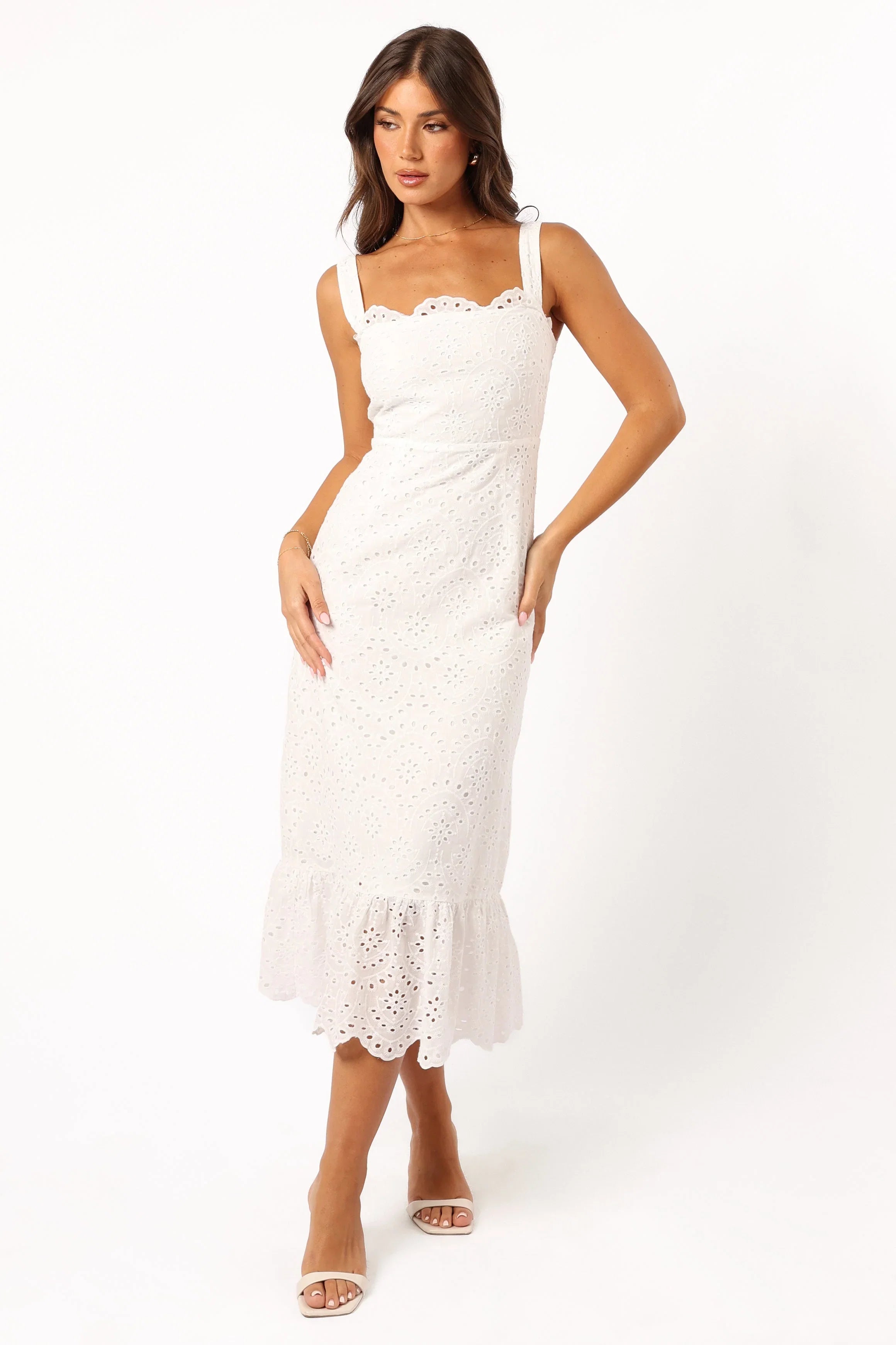 Meadow Lace Midi Dress Ivory