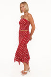 Tullia Mesh Midi Skirt Red Polka Dot
