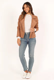 Spencer Faux Suede Moto Jacket Tan