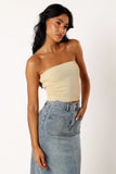 Zia Strapless Knit Top Lemon