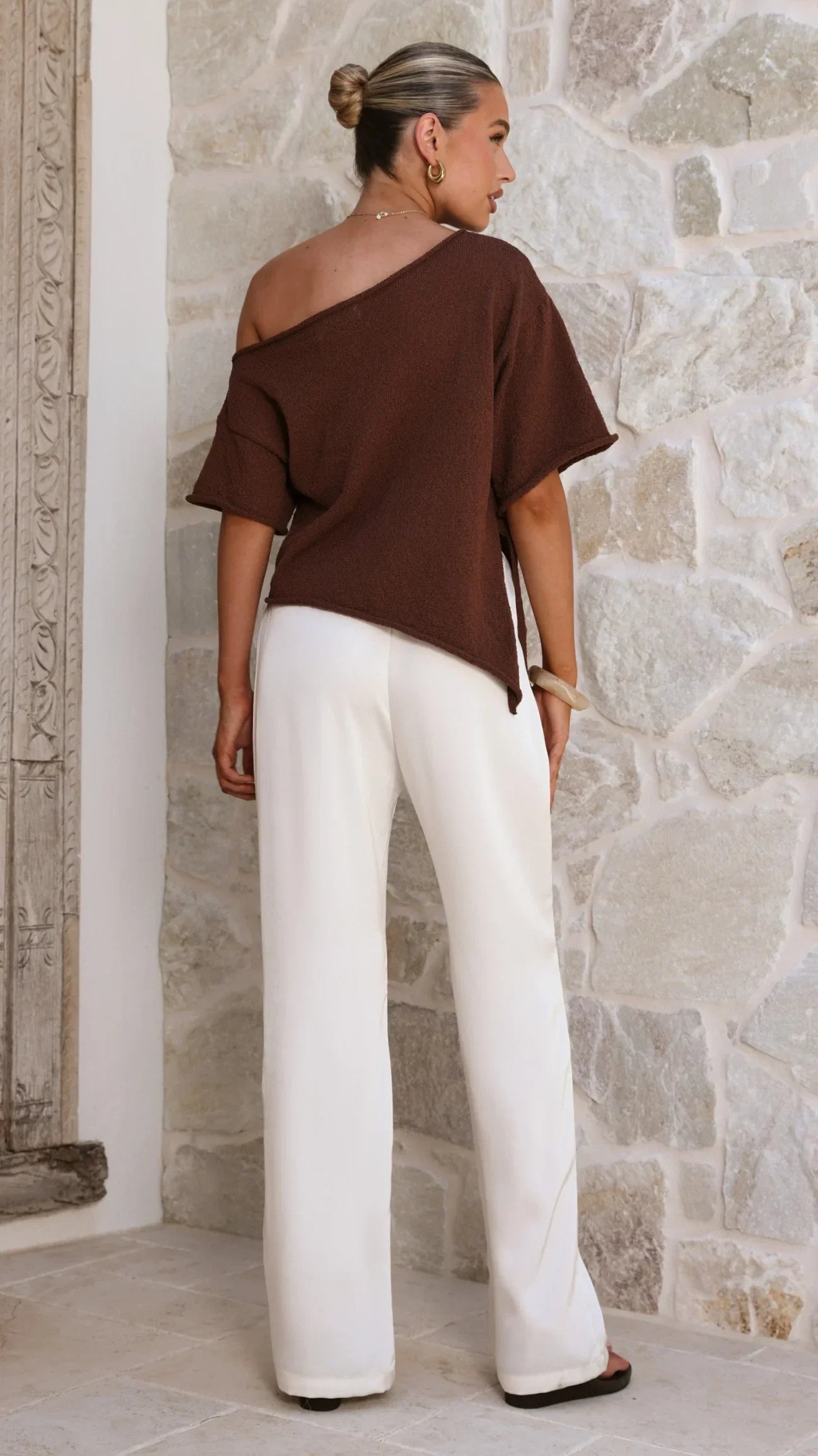 Blair Off Shoulder Tee Chocolate