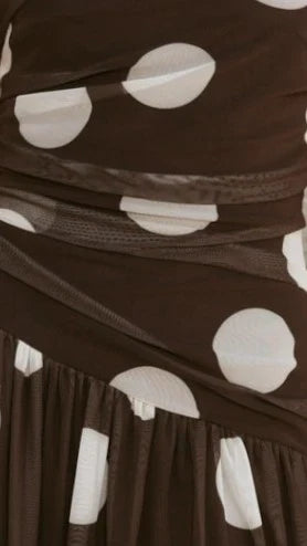 Riko Strapless Maxi Dress Chocolate Macro Polka