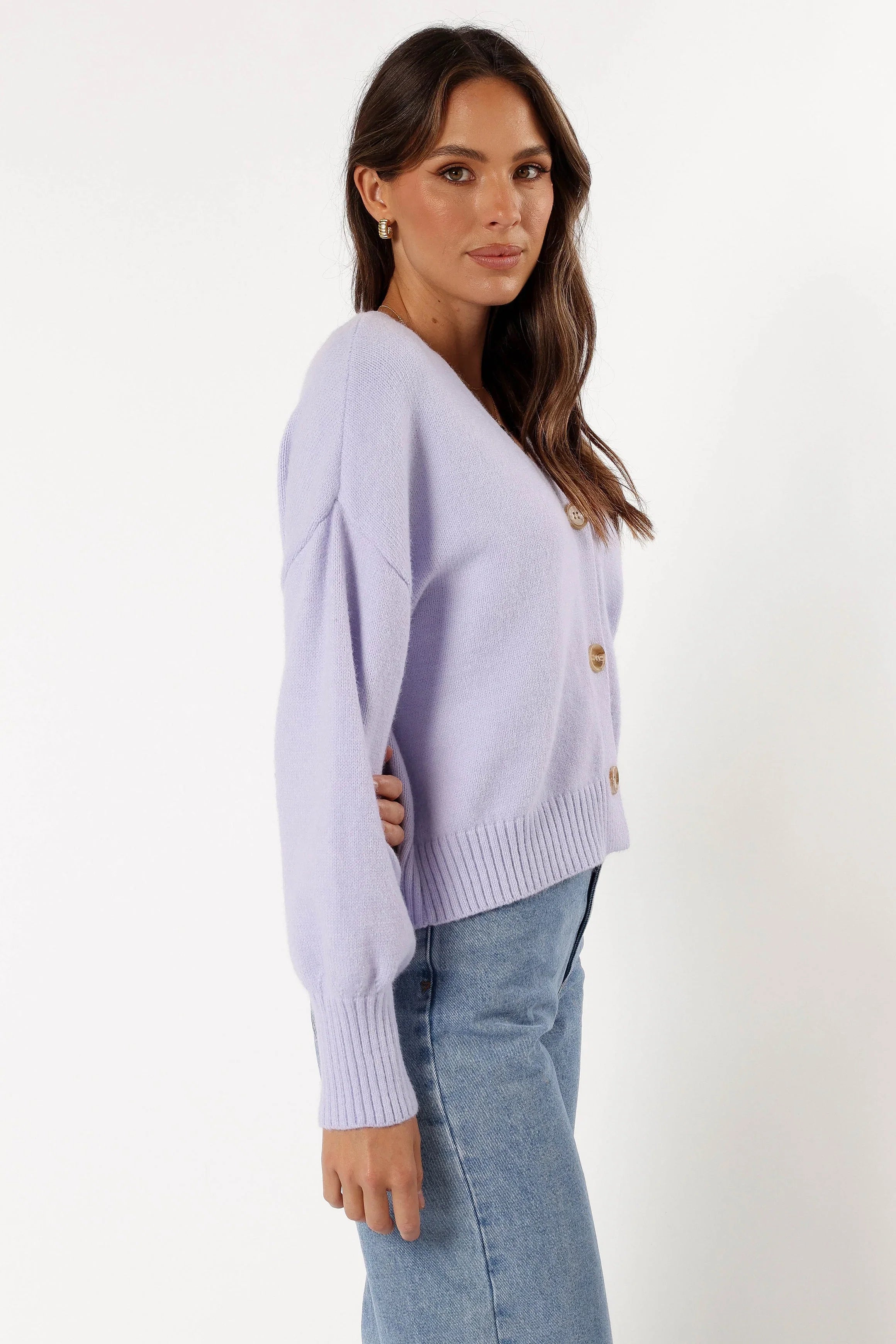 Isabel Button Front Cardigan Lilac