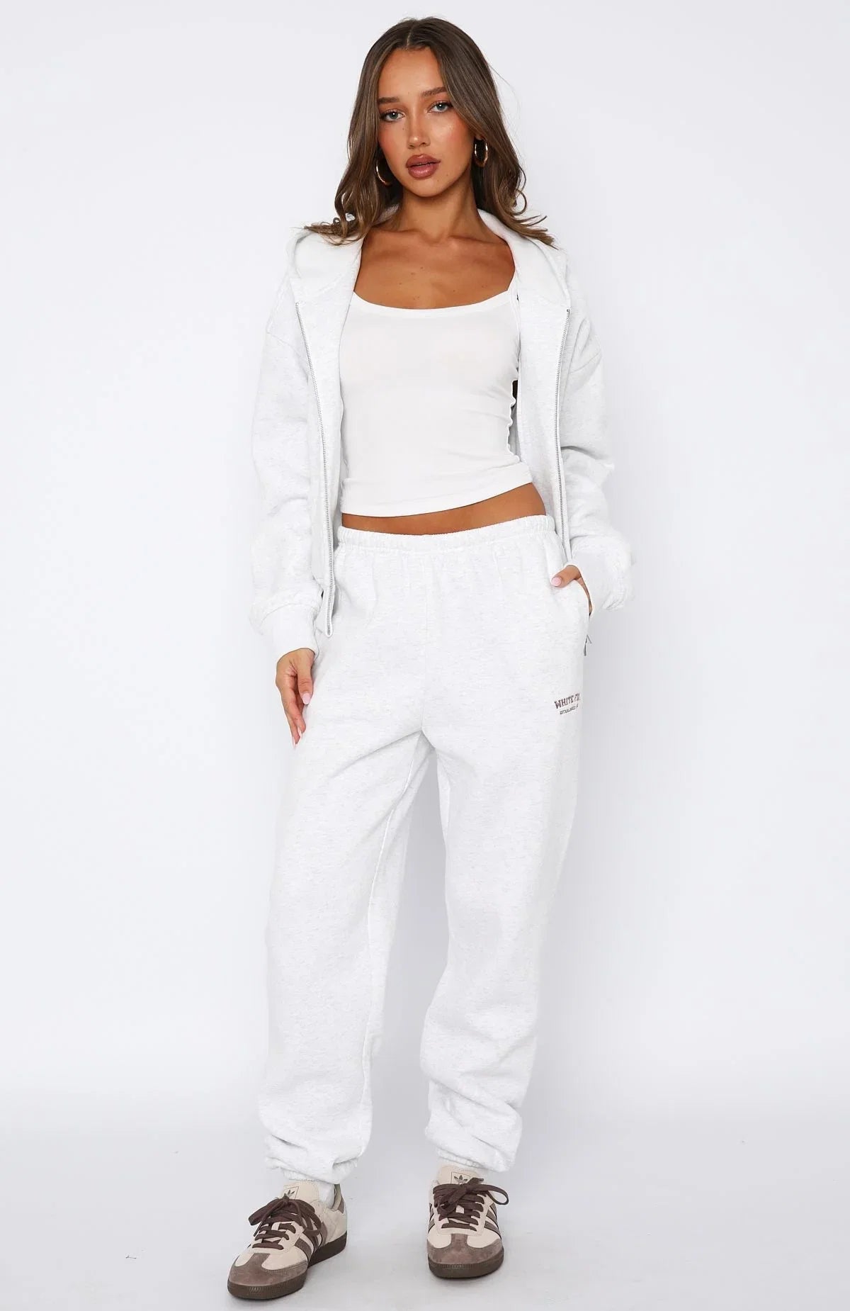 Cant Miss It Sweatpants Grey Marle Rose Gold