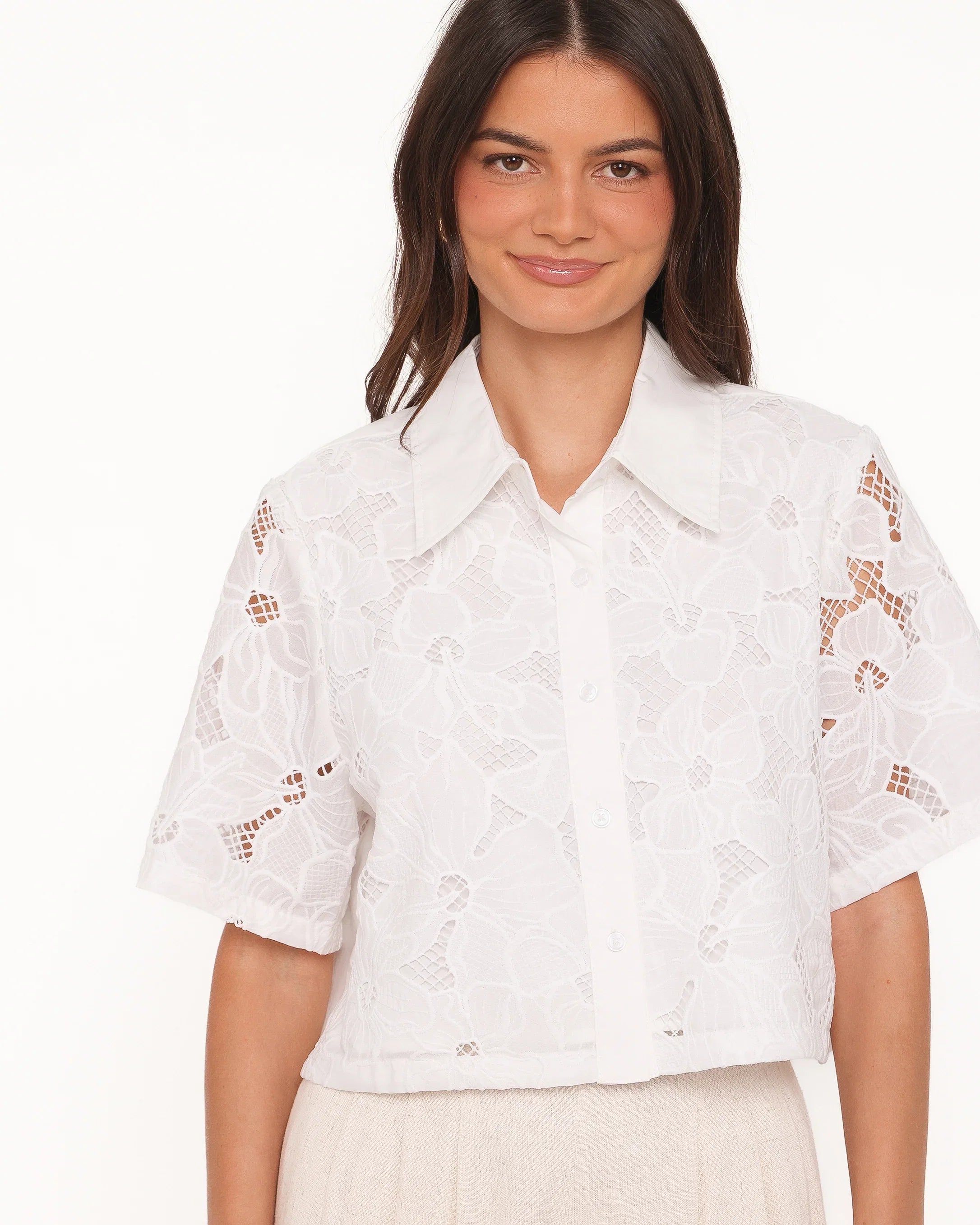 Fidelma Cropped Shirt White