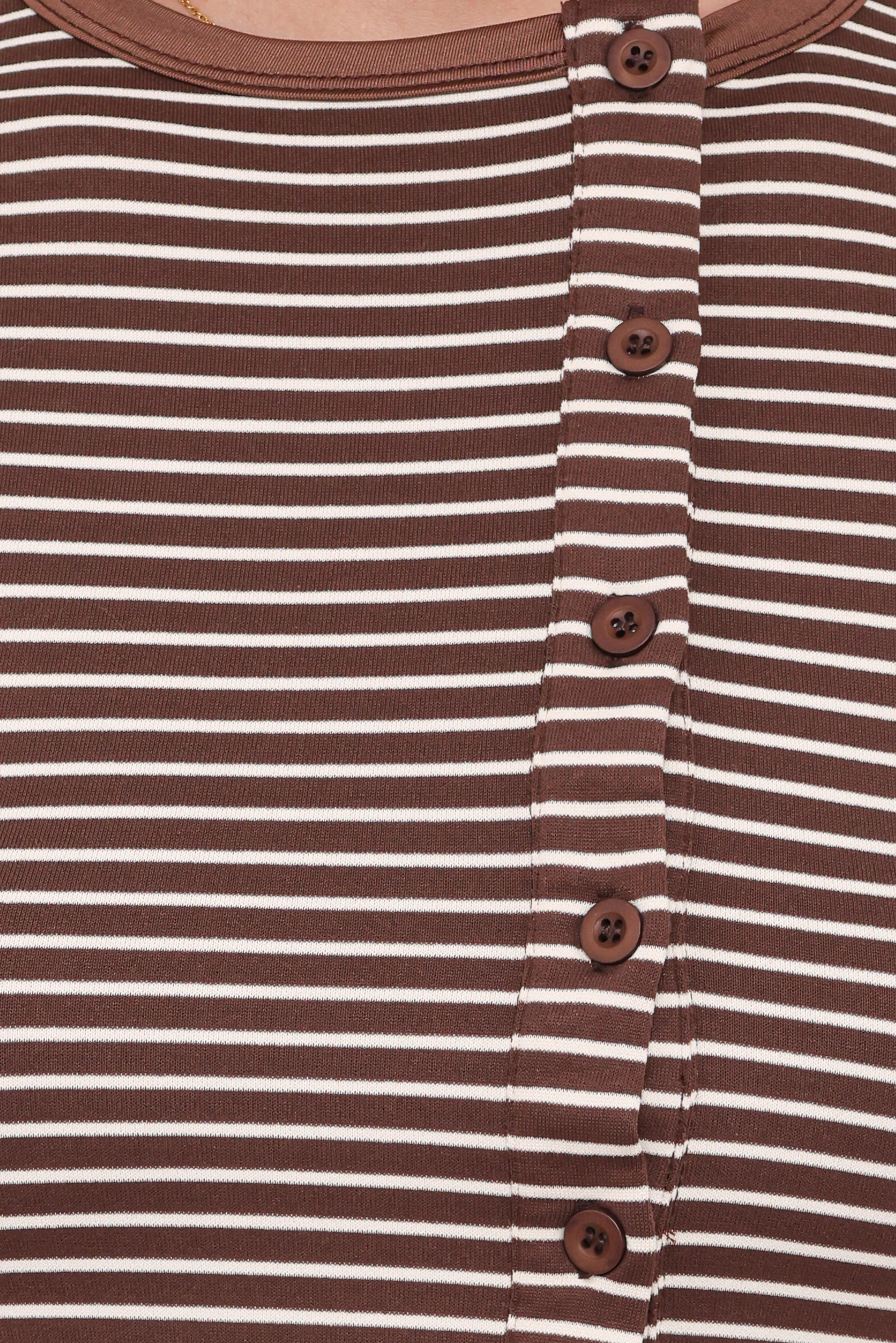 Adeline Two Piece Set Brown Cream Stripe