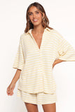 Sunny Knitted Short Set Yellow Stripe