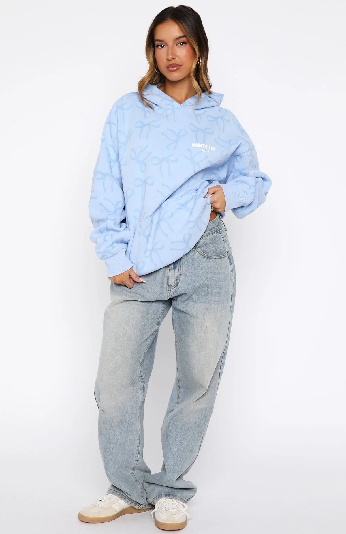 Vol 1 Oversized Printed Hoodie Blue Bow