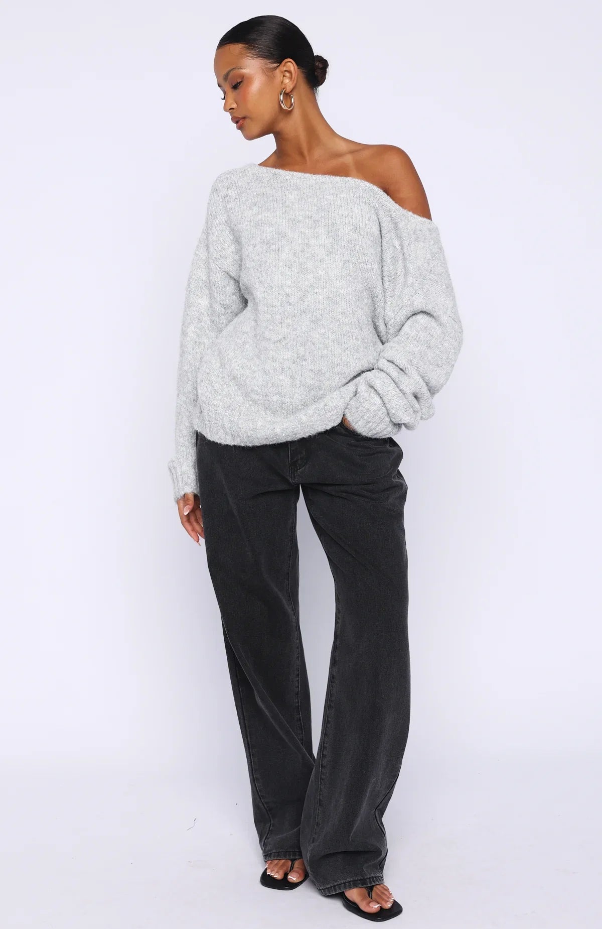 Softer Love Knit Sweater Grey Marle