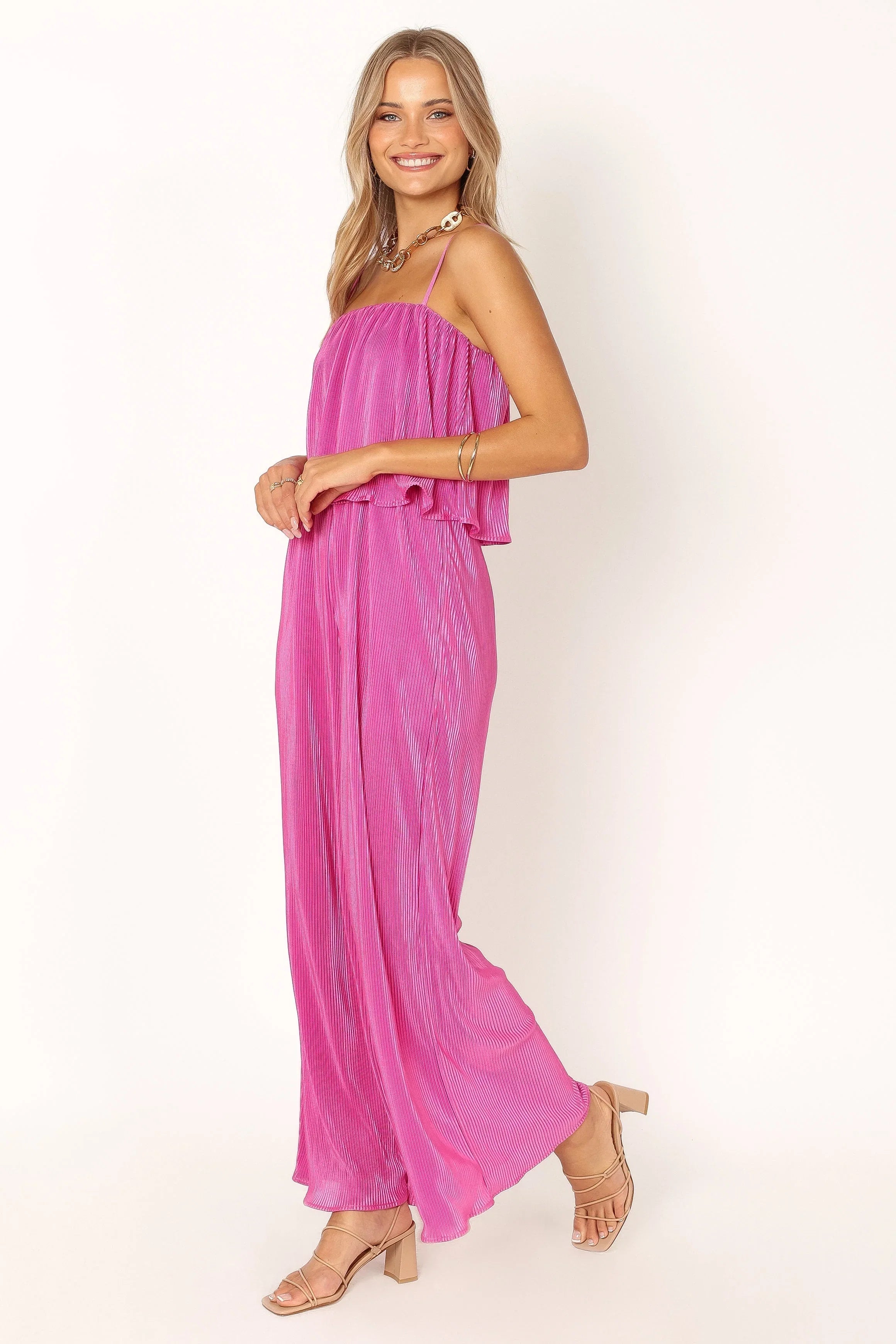 Jillian Plisse Jumpsuit Orchid