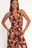 Kehlani Halterneck Jumpsuit Orange Floral