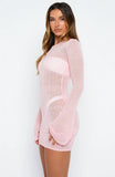 Stand And Stare Long Sleeve Mini Dress Blush Pink