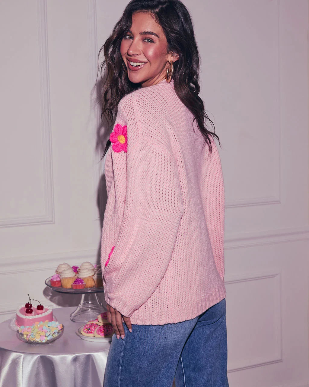 Fallen Daisy Oversized Knit Cardigan