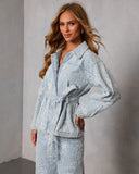 Early Bloom Embroidered Waist Tie Denim Jacket