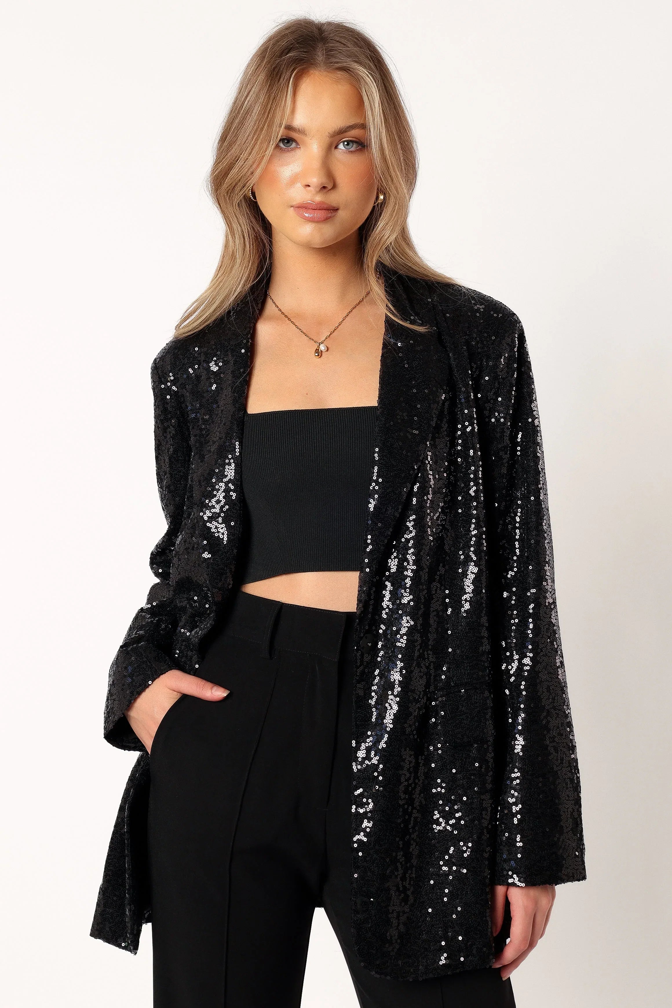 Delaney Sequin Blazer Black