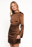 Chance Long Sleeve Mini Dress Brown