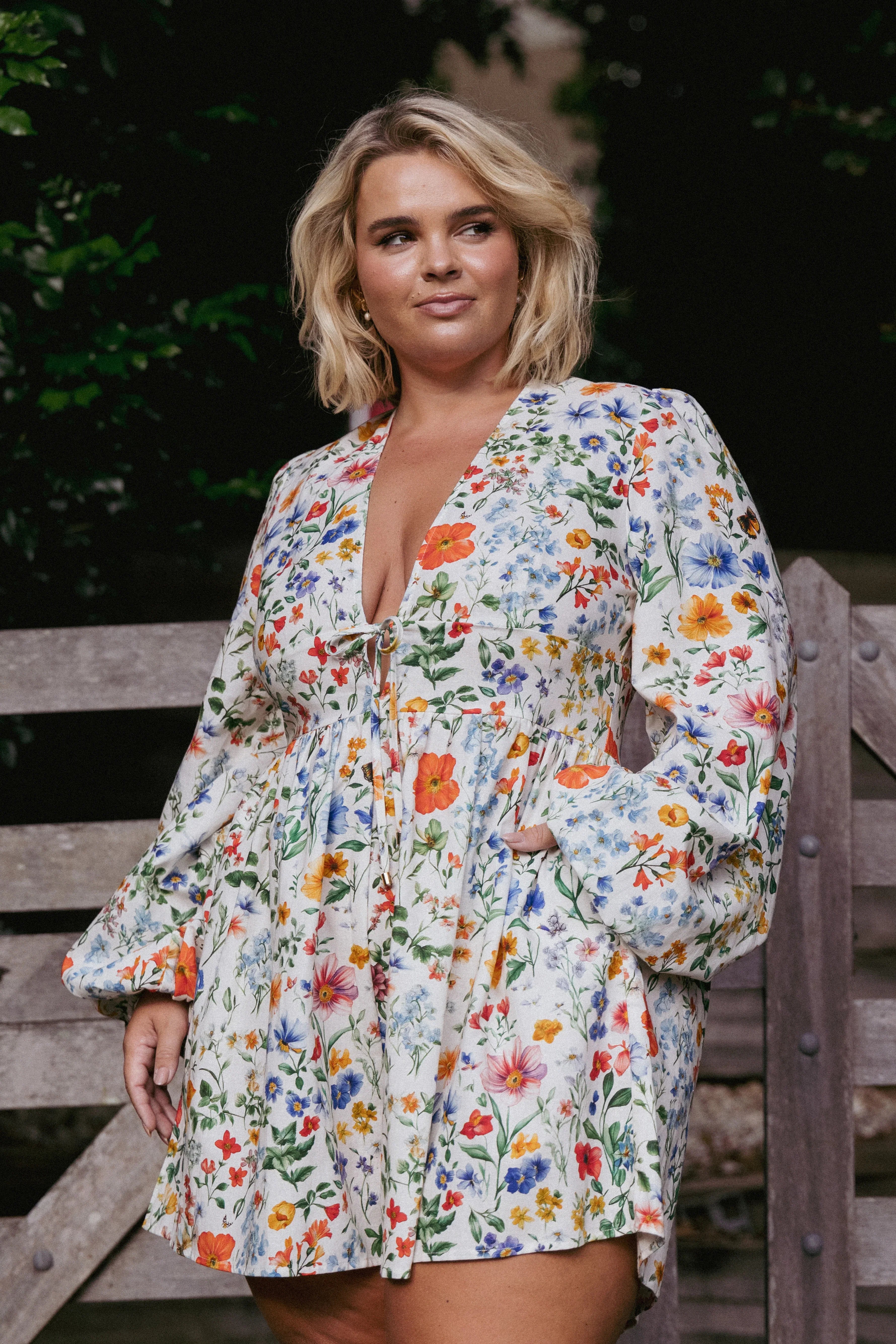 Irisa Long Sleeve Romper Garden Floral