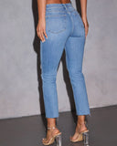 Jeanne Super Stretch High Rise Slim Distressed Denim