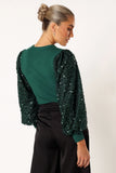 Rowan Sequin Sleeve Top Green
