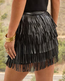 Midnight City Fringe Mini Skirt