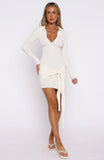 Chasing Sunbeams Knit Long Sleeve Mini Dress Off White