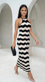 Solara Knit Halter Maxi Dress Cream Beige