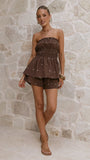 Ziva Strapless Top and Shorts Set Chocolate Polka