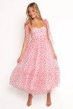 Floret Midi Dress Red Hearts