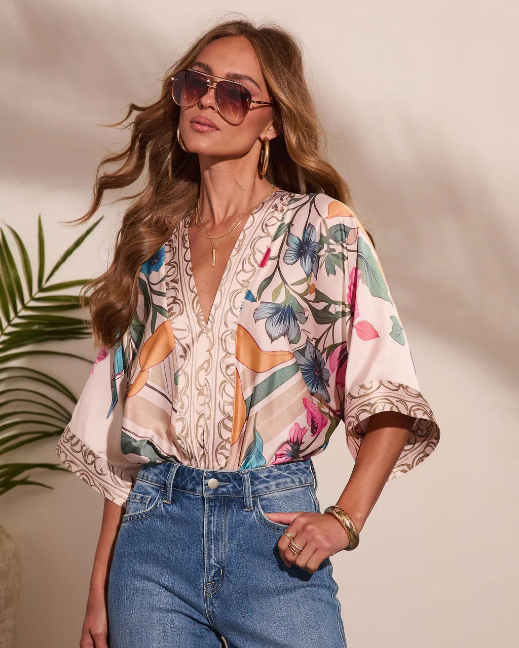 Sun Aura Abstract Floral Bodysuit