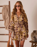 Open Spaces Cinched Abstract Mini Dress