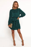 Joy Plisse Mini Dress Dark Jade