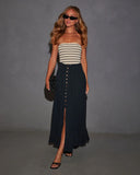 Serves Up Tie Waist Button Down Maxi Skirt