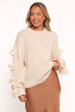 Lover Tie Sleeve Knit Sweater Ivory