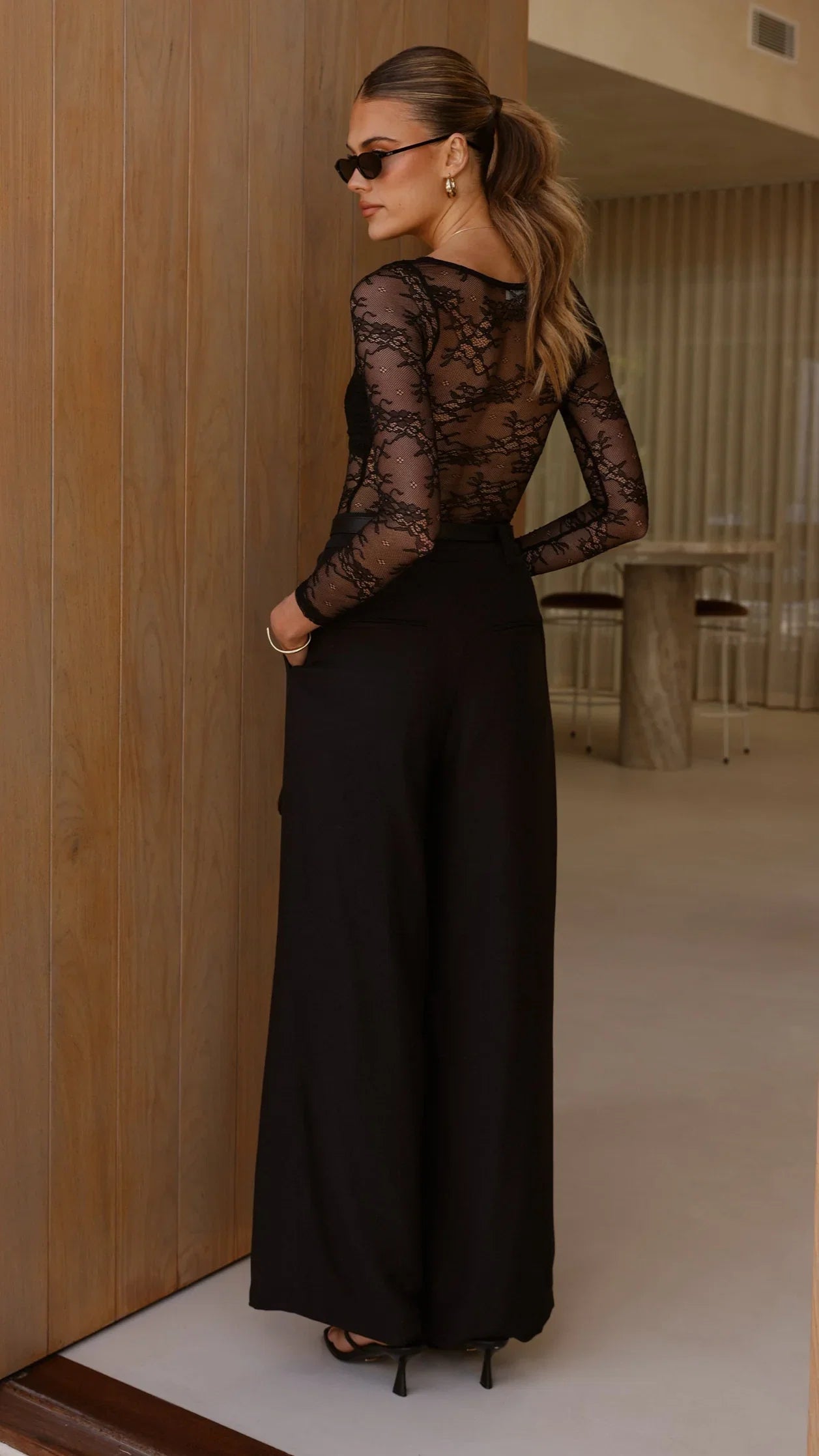 Eldora Long Sleeve Lace Top Black