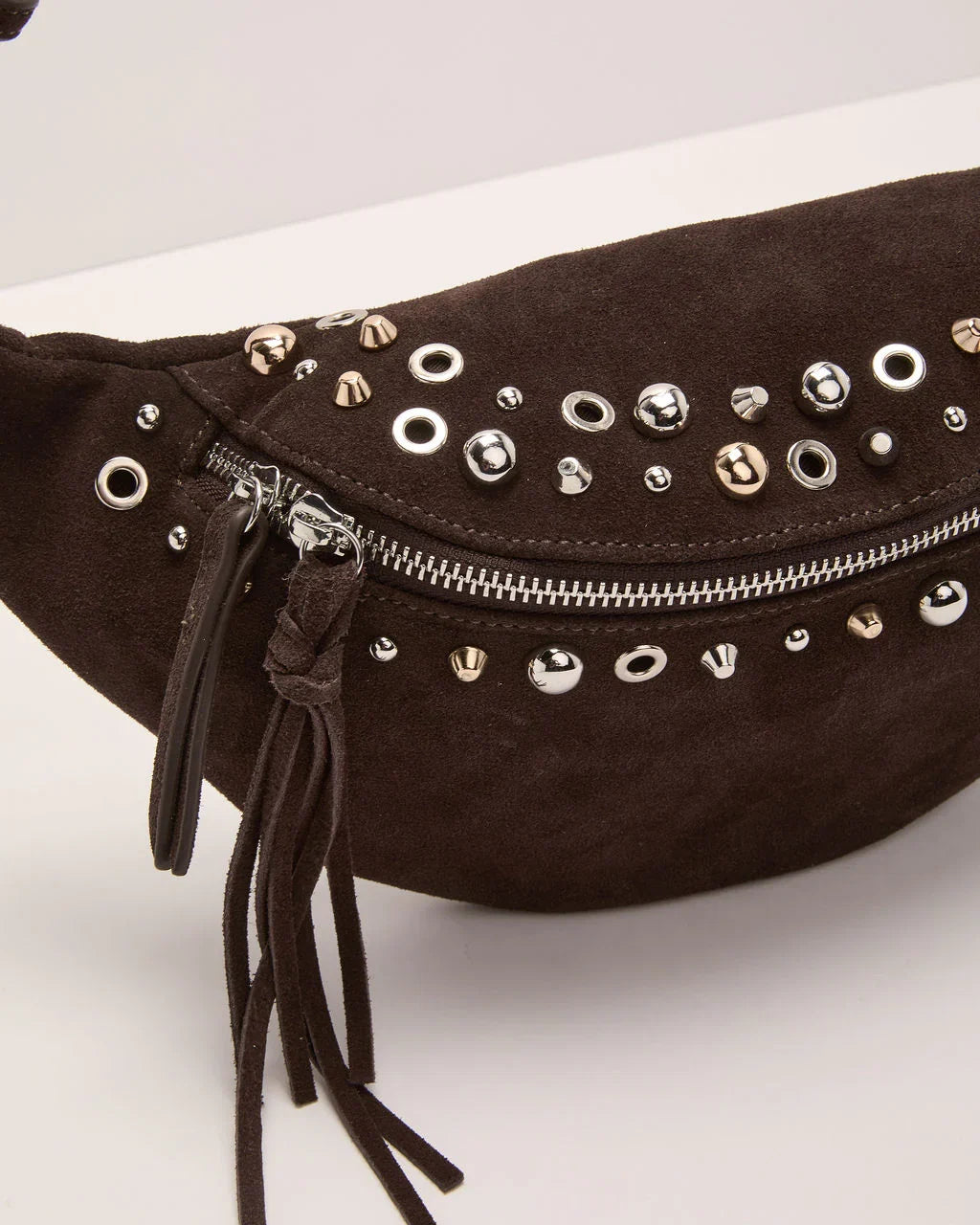 Canyon Glow Faux Suede Studded Belt Bag