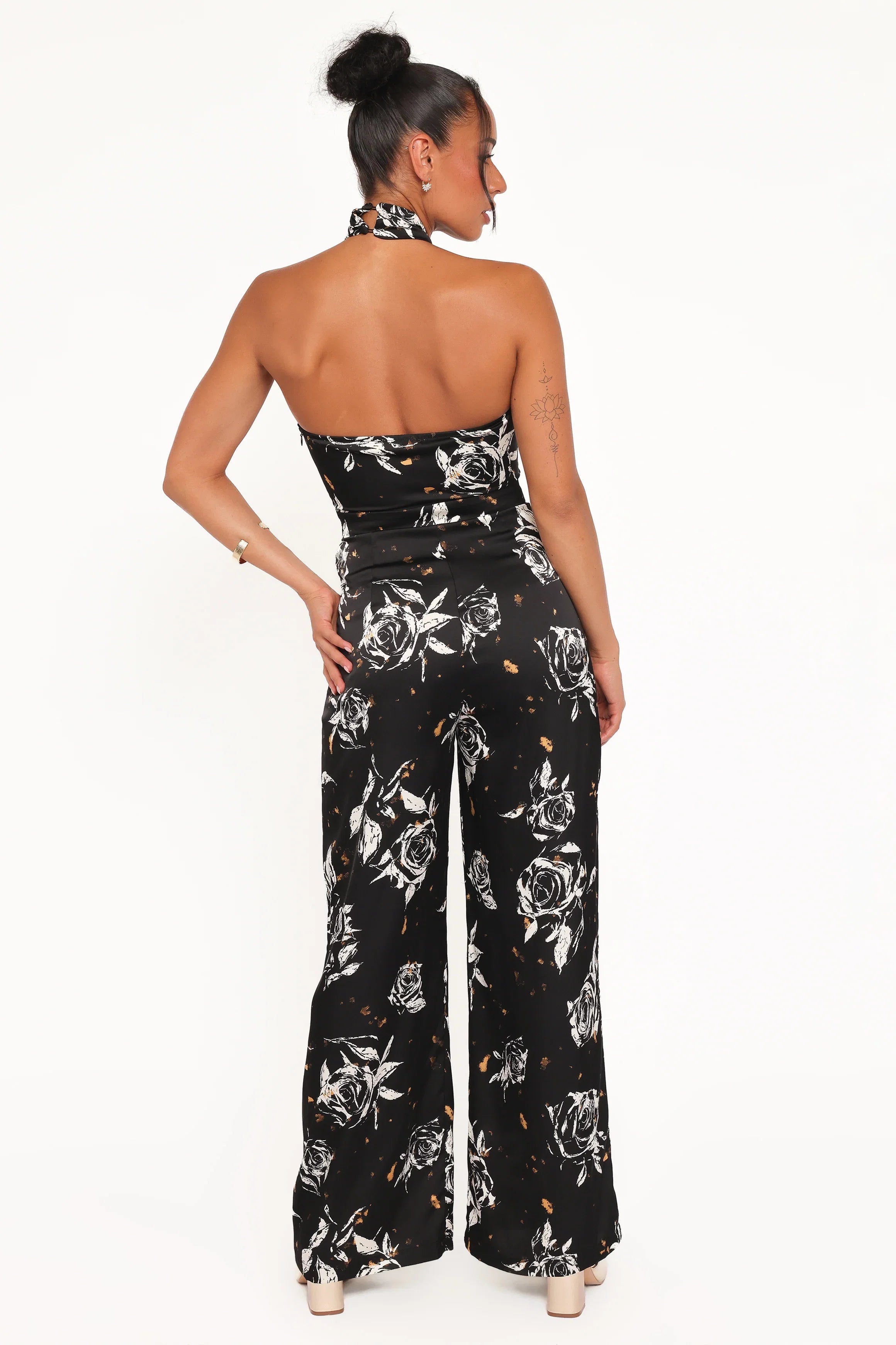 Raelynn Halter Jumpsuit Black Floral