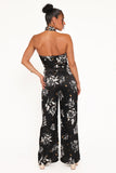 Raelynn Halter Jumpsuit Black Floral