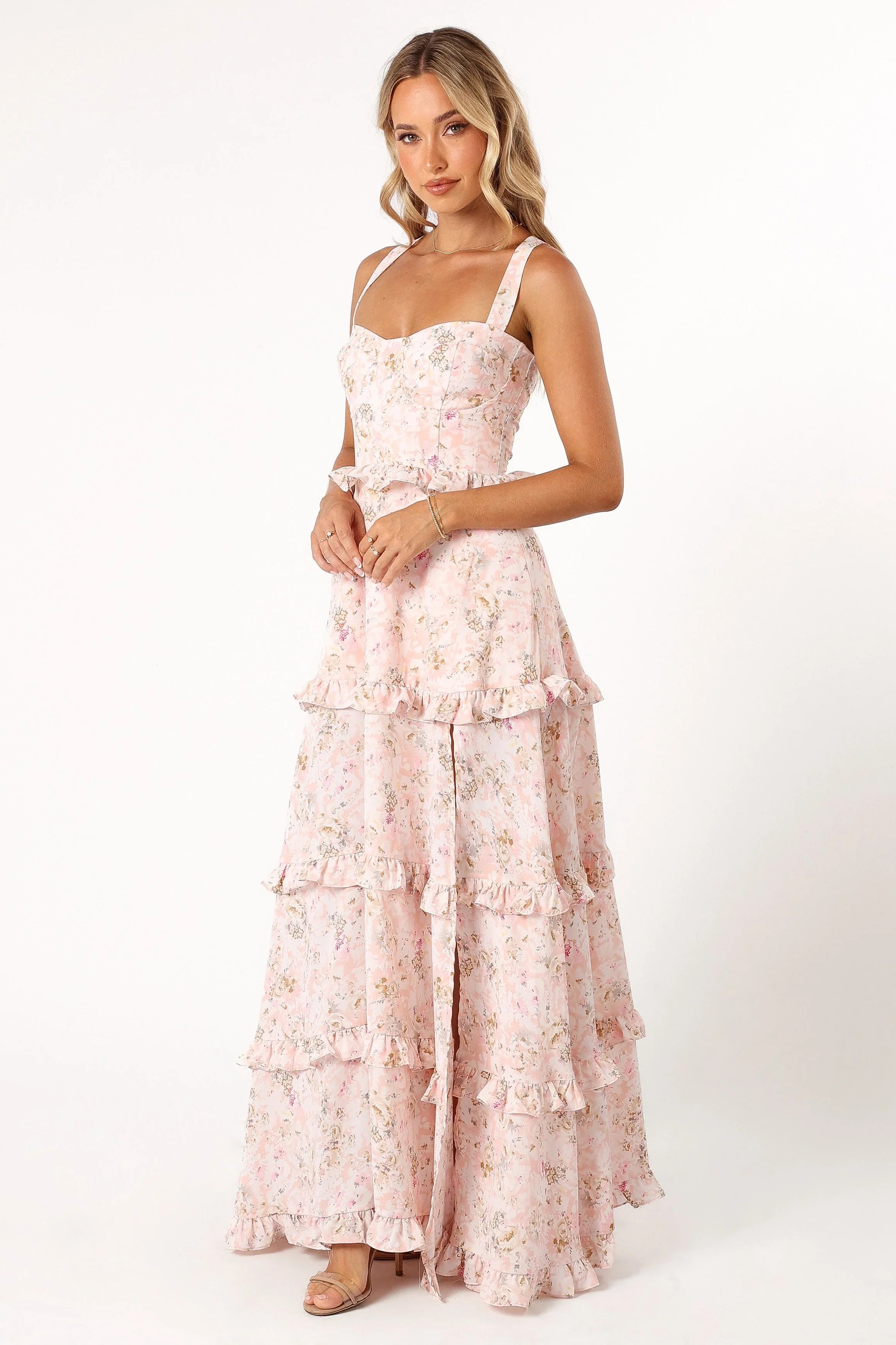 Lillee Tiered Maxi Dress Pink Floral