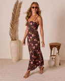 Picking Petals Satin Floral Maxi Dress