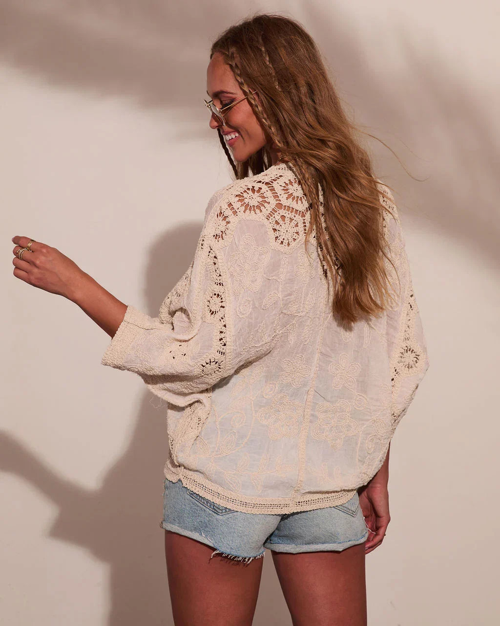 Solar Reverie Crochet Trim Top