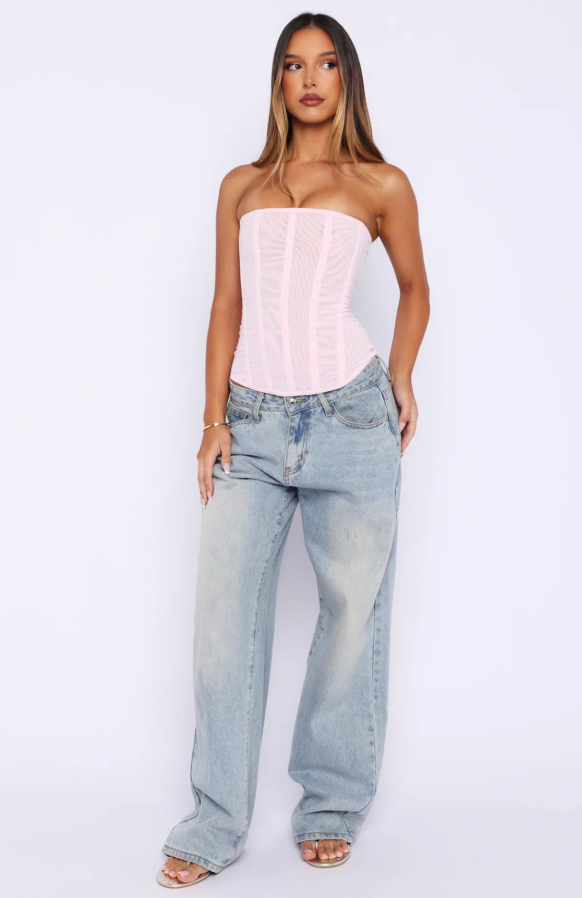 Tell Me A Secret Strapless Bustier Baby Pink