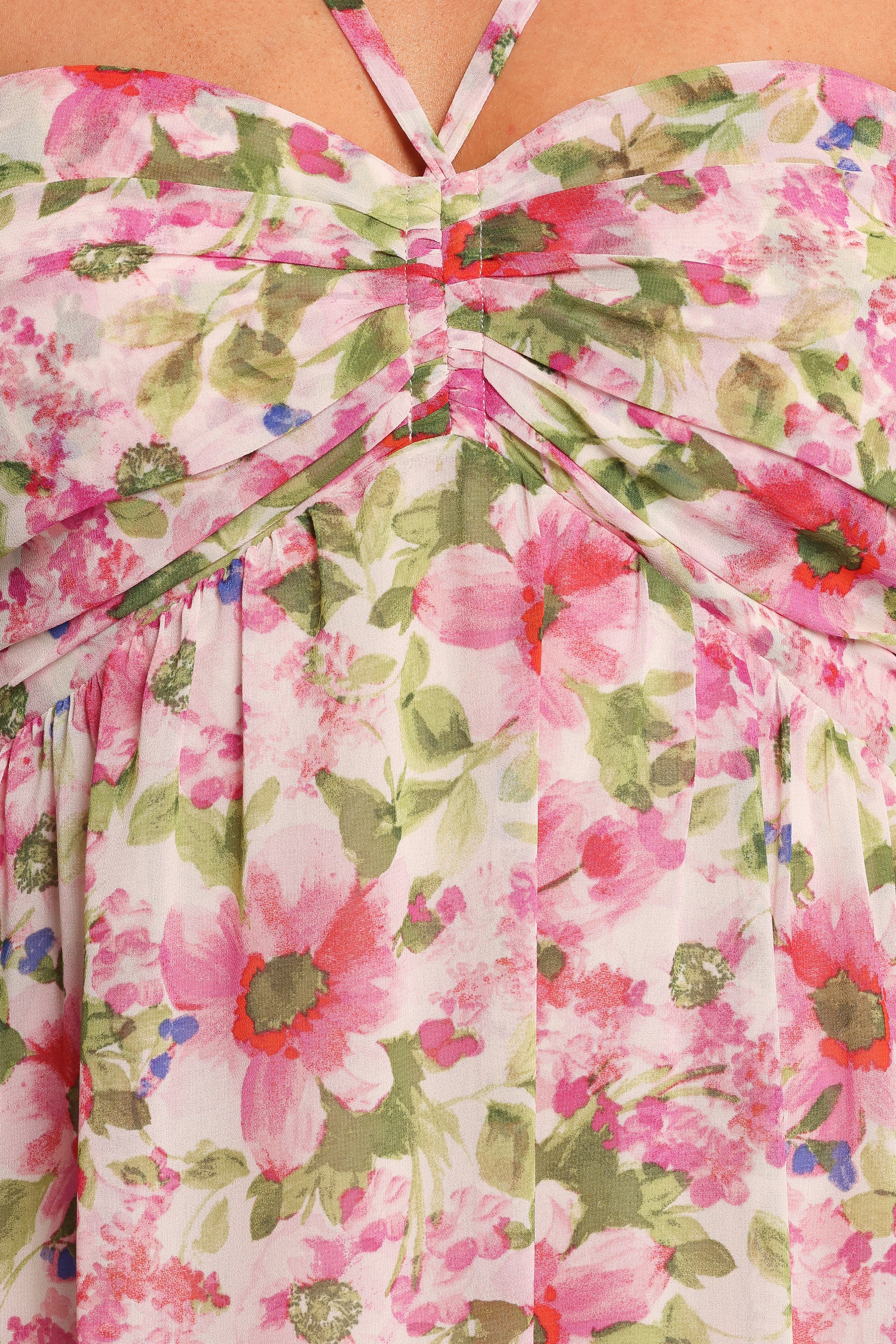 Cascade Halterneck Maxi Dress Carmine Rose