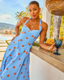 Beach Stroll Polka Dot Halter Midi Dress