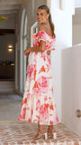 Chase Off Shoulder Maxi Dress Pink Floral