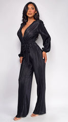 Juna Surplice Jumpsuit Black