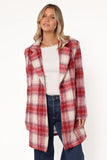Travistine Long Plaid Coat Pink