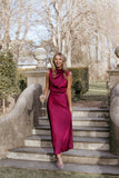 Anabelle Halter Neck Lace Maxi Dress Berry