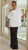 Elena Top and Maxi Skirt Set White Black Polka