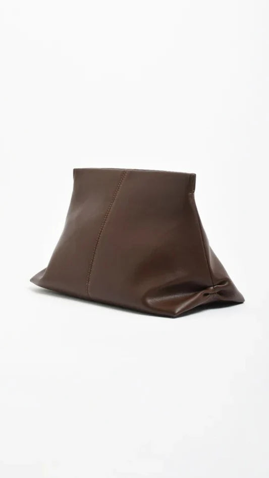 Semi Structured Fold Over Clutch Chocolate