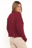 Loulani Heart Button Cardigan Cherry